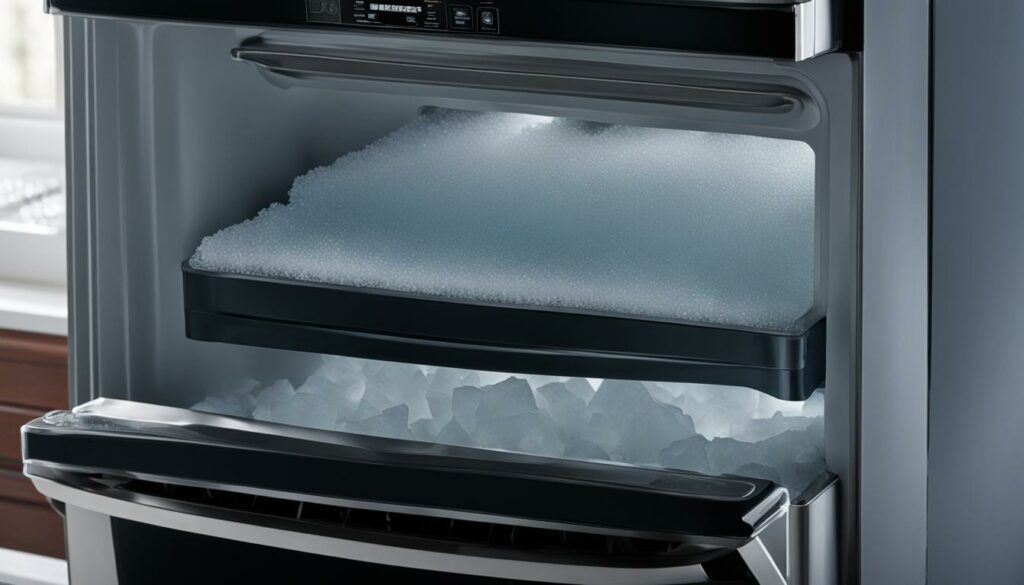 GE refrigerator ice maker frozen