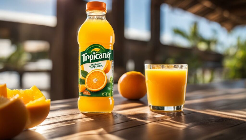 Tropicana orange juice on a table