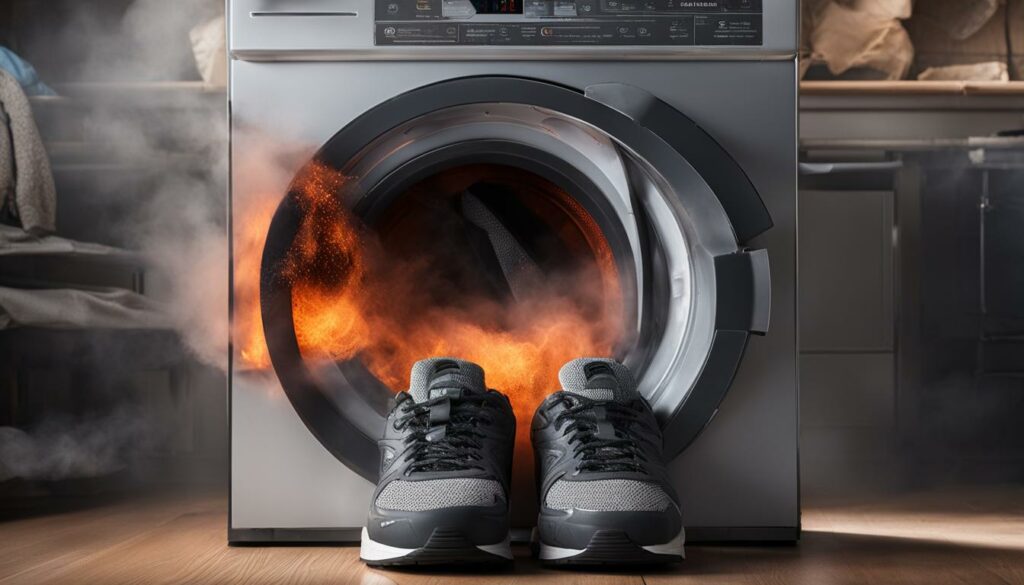 drying shoes in the dryer