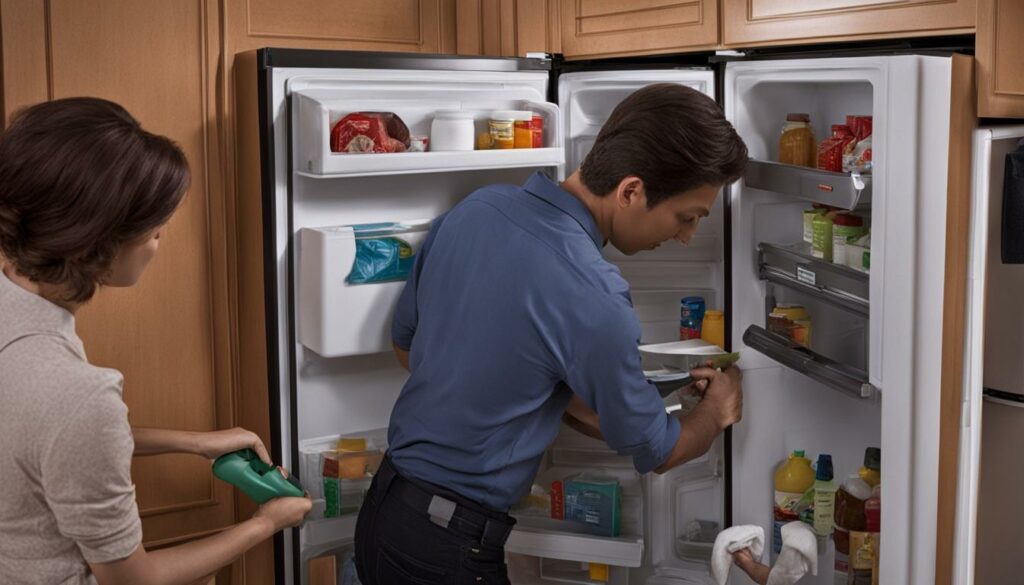 fixing a refrigerator with hot area between doors