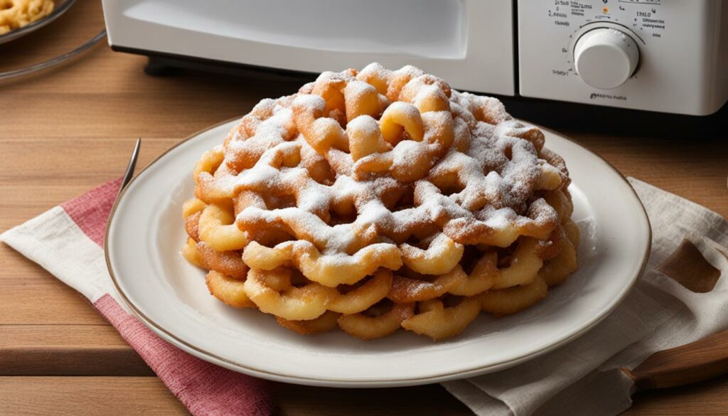 quick and easy funnel cake reheating in microwave