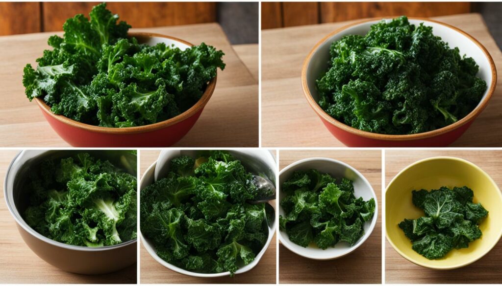 step by step kale steaming in the microwave