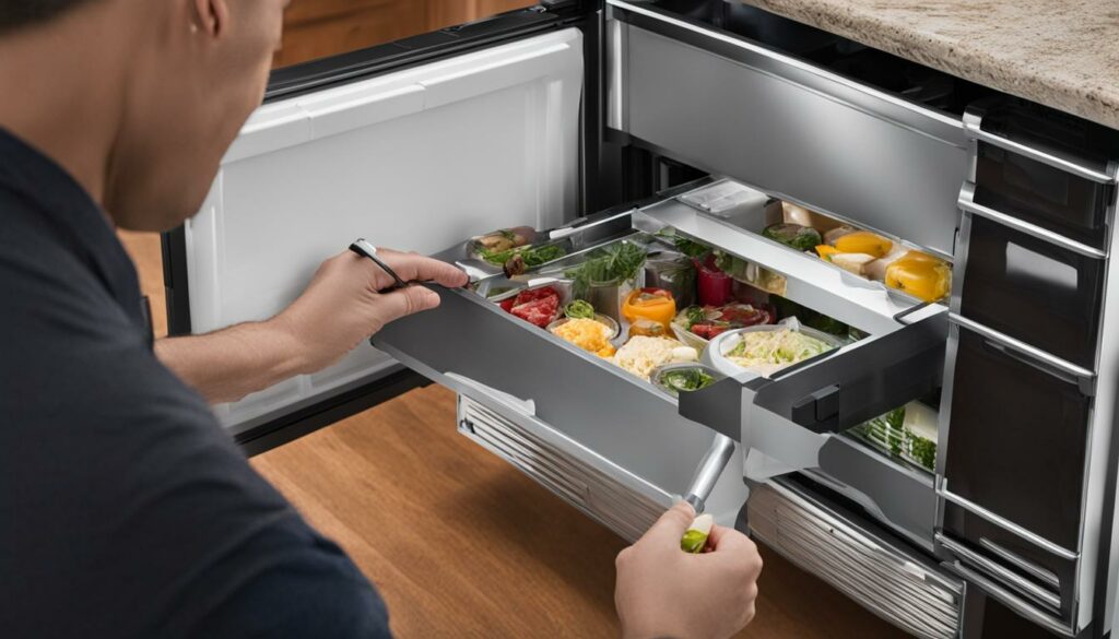 troubleshooting deli drawer removal in GE Profile refrigerator