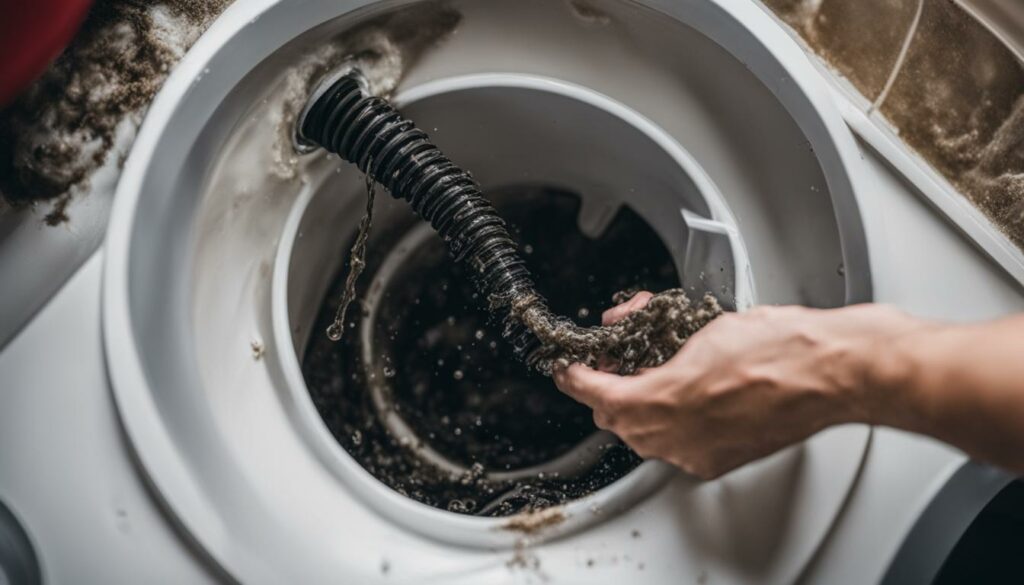 unclogging a washing machine drain pipe